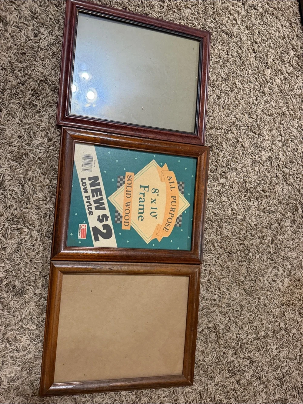 Set of 3 Solid Wood Picture Frames in Brown antique 8x10